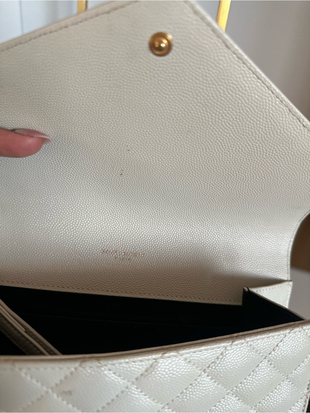Saint Laurent Ivory Quilted Envelope Clutch with Gold hardware - Picture 4 of 6